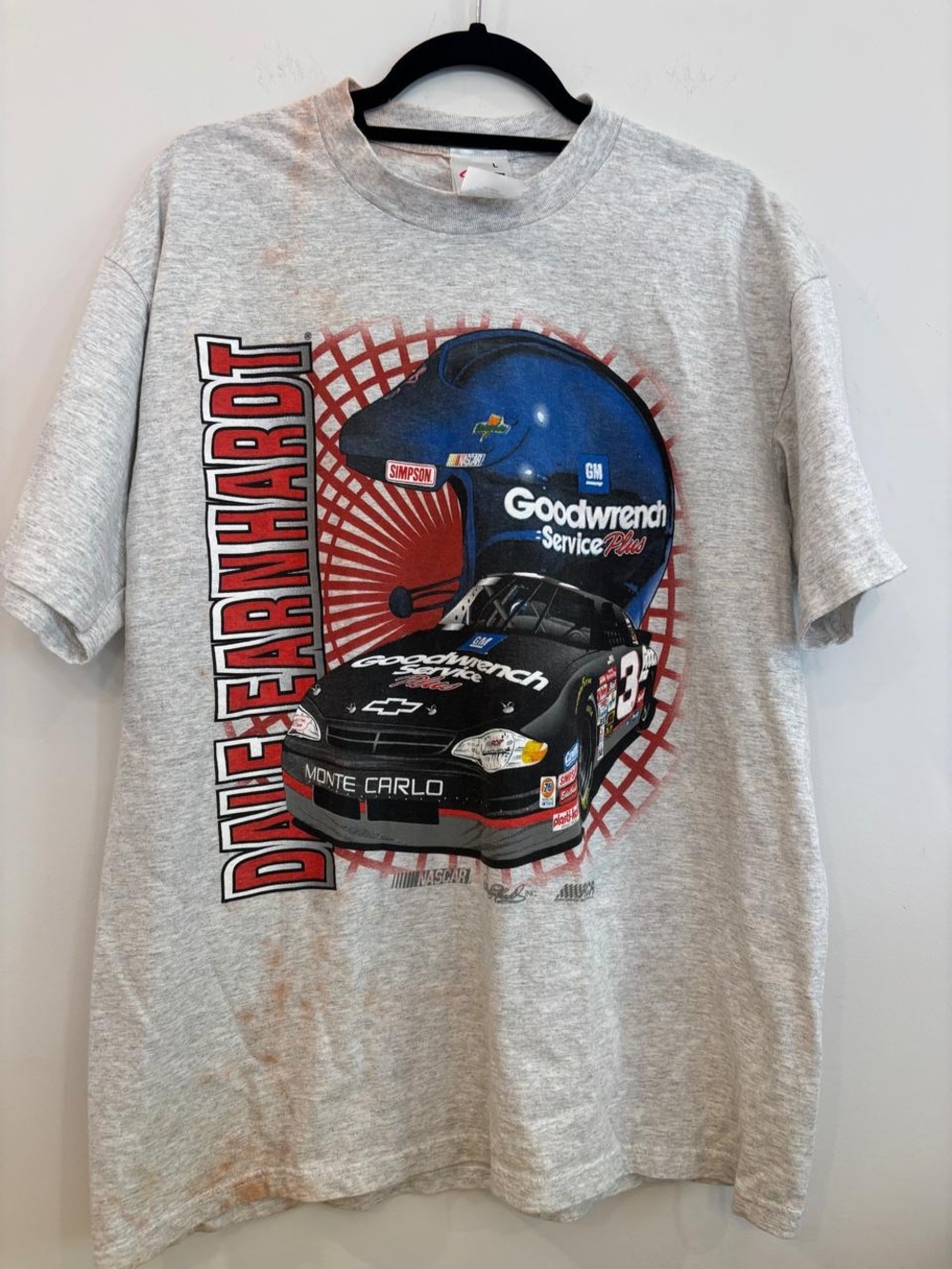 Vintage Dale Earnhardt #3 Goodwrench NASCAR Double Sided T-Shirt L #N04